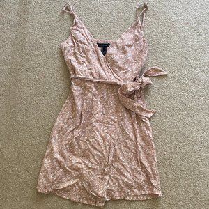 Forever 21 Light Pink Floral Mini Wrap Dress S